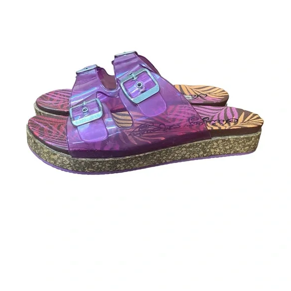 Naughty Monkey Pink Purple Jelly Sandals Flip Flops Slides Shoes size 8.5 - Picture 4 of 9